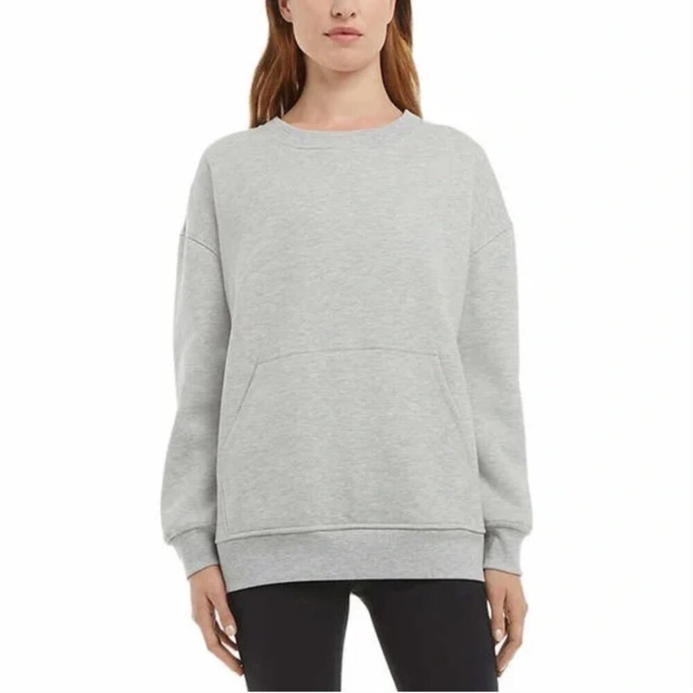 Danskin Ladies' Oversized Crewneck with Pocket Gray L - Picture 2 of 3